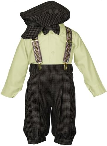 Shannon Kids Boys' Toddler Knicker Set With Suspenders And Hat - Vintage Weave Toddler 3T Dark Brown