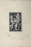 MEN WOMAN ROMANCE c1850 STEEL ENGRAVING GARDEN SCENE