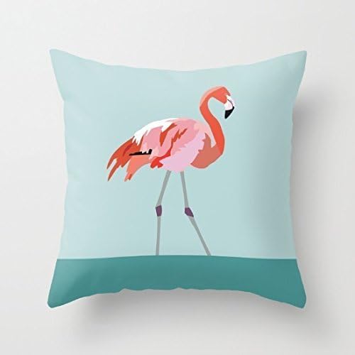 CSSaleStore Flamingo Under Sky Blue 18x18 Square Decorative Throw Pillow Case Cushion Cover