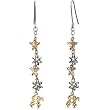 Sweet Kiss Butterfly & Daisy 18k Yellow, White & Rose Gold Dangle Earrings - Dahlia Classic Collection