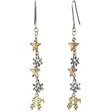 Sweet Kiss Butterfly & Daisy 18k Yellow, White & Rose Gold Dangle Earrings - Dahlia Classic Collection