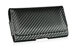 Premium Black Horizontal Carbon Fiber Leather Pouch for Lg Optimus S / U /  ....