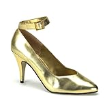 4 Inch Sexy Wide Width Pump Shoes High Heel Shoes With Ankle Strap Gold