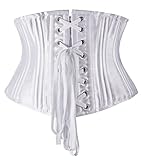 Camellias 26 Steel Boned Corset Short Torso Heavy Duty Waist Training Cincher, SZ1934-White-M
