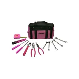 Pink Womans tool set 12-piece Tool Kit with hand bag by Anchor