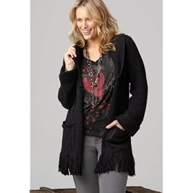 Avenue Plus Size Fringed Sweater Coat