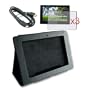Premium Black Leather Case + 3 packs of Clear Crystal Screen Guard + HDMI Mini Cable 6 feet for ASUS Eee Pad Transformer TF101-A1 10.1-Inch Tablet