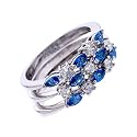 Three stackable tanzanite sterling silver rings