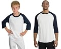 Sport-Tek raglan 3/4 sleeve mens or youth baseball t-shirt - carolina blue-navy blue T200 5XL