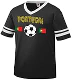 Portugal Flags International Soccer Style T-Shirt, Portuguese Pride Mens V-Neck T-shirt