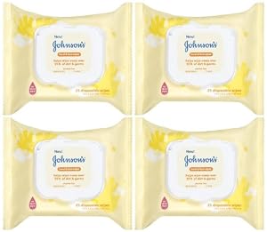 Johnson's Hand & Face Portable Wipes 25 count Alcohol Free (pack of 4)