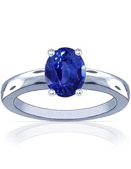 Platinum Oval Cut Blue Sapphire Solitaire Ring