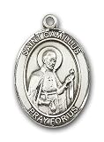 Sterling Silver St. Camillus of Lellis Pendant with Stainless Silver Heavy Curb Chain 24 inch