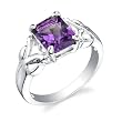 Sterling Silver 2.00 cts Radiant Cut Amethyst Ring Size 7