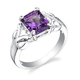 Sterling Silver 2.00 cts Radiant Cut Amethyst Ring Size 7