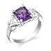 Sterling Silver 2.00 cts Radiant Cut Amethyst Ring Size 7