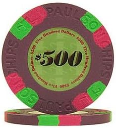 Paulson Brand Top Hat & Cane Full Clay 500-Dollar Poker Chips (Set of 50)