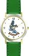Gray Squirrel JP Animal - WATCHBUDDY&reg; DELUXE TWO-TONE THEME WATCH - Arabic Numbers - Green Leather Strap-Size-Children's Size-Small ( Boy's Size & Girl's Size )