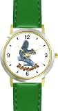 Gray Squirrel JP Animal - WATCHBUDDY&reg; DELUXE TWO-TONE THEME WATCH - Arabic Numbers - Green Leather Strap-Size-Children's Size-Small ( Boy's Size & Girl's Size )