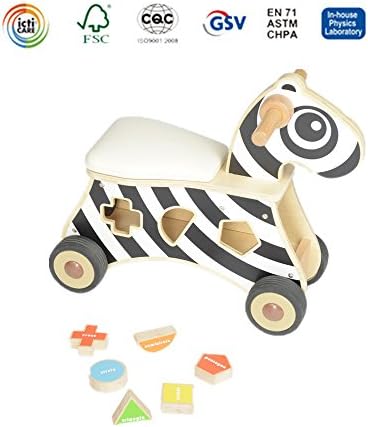 Masterkidz 4 Wheels Zebra Ride on Toy Wooden Waking Bike for Toddlers(MK01054)