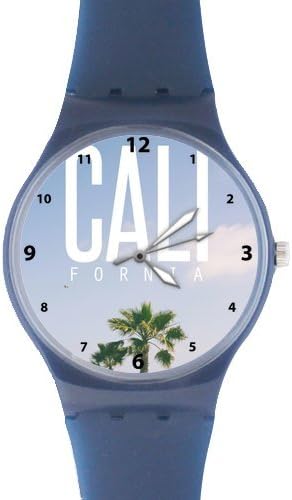 100% Plastic Quartz Watch Gifts Watch California Beach With Palm Trees Classic Photo Watch High Quality