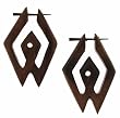 BACAN - Organic Hand Carved Sono Wood Earrings with Wood Post - From Indonesia - Sold as a Pair - 30mm x46mm