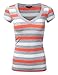 JJ Perfection Women's Casual Striped Short Sleeve V-Neck T-Shirt