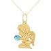 14K Yellow Gold Aqua Cubic Zirconia Boy Angel Pendant Necklace, 13" 14K Yellow Gold Aqua Cubic Zirconia Boy Angel Pendant Necklace, 13"