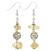 EXP Handmade Yellow Quartz Dangle Earrings With Antiqued Silver Beads