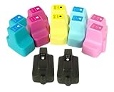 12 PACK. SUPER HIGH YIELD  COMPATIBLE CARTRIDGES FOR HP 02. INCLUDES SOPHIA GLOBAL BRAND CARTRIDGES FOR 2EA HP02 35ML BLACK + 2EA HP02 18ML CYAN + 2EA HP02 18ML MAGENTA + 2EA HP02 18ML YELLOW + 2EA HP02 18ML LIGHT CYAN + 2EA HP02 18ML LIGHT MAGENTA.