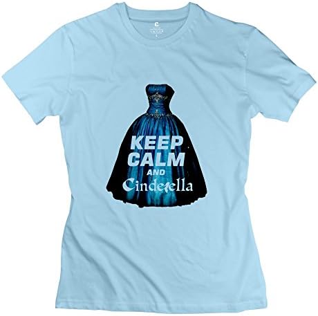 LFL-Women's Keep Clam And Cinderella Screw Neck Tee Size XXL SkyBlue