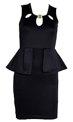 Sexy Round Neck Polyester Above the Knee Peplum  Sleeveless  Dress With Ruffles