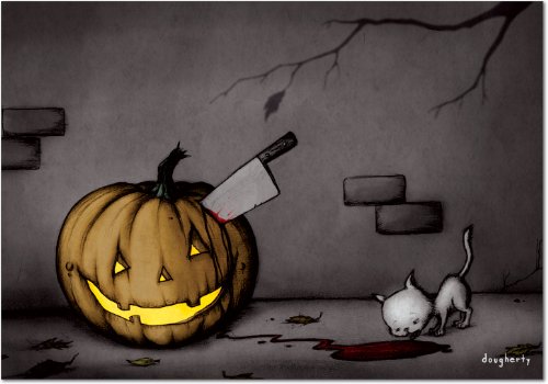 Pumpkin Stab Halloween Humor Greeting Card On Sale