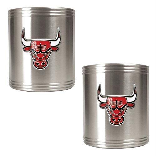 NBA Chicago Bulls Two Piece Stainless Steel Can Holder Set - Primary Logo
