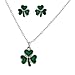 Lux Accessories Three Leaf Heart Clover Saint St Patricks Day Necklace Matching Earrings