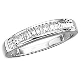 14K White Gold 0.09 ct. Baguette Cut Diamond Bridal Wedding Band