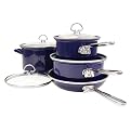 Chantal 7 Piece Enamel-on-Steel Cookware Set, Cobalt Blue Glossy