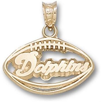 LogoArt Miami Dolphins 7/16 Inch X3/4 Inch 10K Gold Team Football Pendant