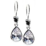 Exquisite Quality Sterling Silver 7 Ct Tw Pear-cut Brilliant Cubic Zirconia Earrings. Gift Boxed. Perfect for Anniversary, Bridal, Birthday Gift, Designer Created By Beautiful Silver Jewelry