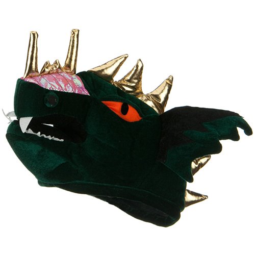 Velvet Dragon Head Hat - Dark Green W40S25B