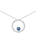 Sterling Silver Pave Circle with September Birthstone Sapphire Crystal Pendant on 16-18in Necklace
