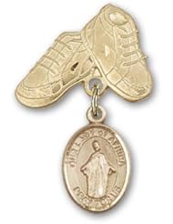 14K Gold Baby Badge with Our Lady of Africa Charm and Baby Boots Pin