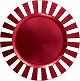 Candy Cane Printed Red Plastic Metallic Charger