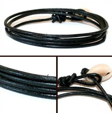 cored Lederarmband wrap 100cm schwarz mit Kaurimuschel H2-schwarz Preisvergleich