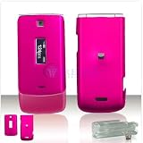 RUBBER FEEL Solid Hot Pink Case Cover for Motorola W385 Protective Cell Phone Hard SNAP-ON