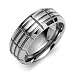 Beveled Edge grooved and notched 9mm Comfort Fit Mens Tungsten Carbide Wedding Band Ring Size 11