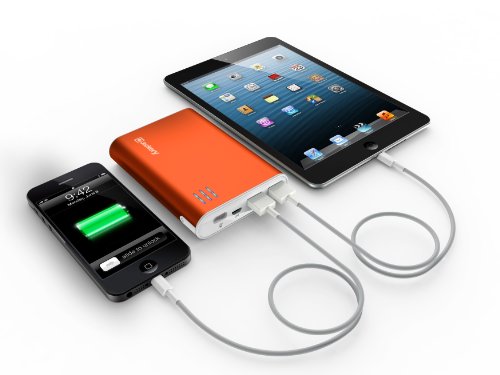 Jackery Giant 10400mAh (Orange) Dual 5V 3A USB Output External Battery Pack Charger (Premium Samsung Battery Cell and Metal Enclosure Design) for Smart Phones, Android Phones, PS Vita, GoPro; iPad mini, iPhone 5 (Apple Cable Required) / iPhone 4S, iPad 4/3/2; Samsung Galaxy S3, Galaxy Note 2; HTC Sensation, One X V S, EVO 4G, Thunderbolt; Nokia Lumia 920 900 N9; Motorola Razr; LG Optimus