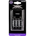Sanyo - Eneloop MQR06 Schnellladeger�t / Akku Ladeger�t mit LED-Anzeige inkl. 4er Pack Sanyo XX -Eneloop AA Mignon Akkus HR-3UWX / 1,2V / 2500 mAh in Kraftmax Akkuboxen