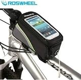 自転車のフレームに取り付け簡単スマートフォンも収納できる　ROSWHEELトライバッグ ポーチ マウンテンバイク 小物入れ サドルバッグiPhone、Galaxy、フレームバッグ　トップチューブバッグ　サイズ：中