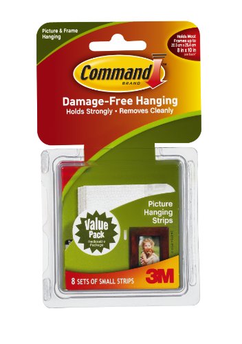 Command 17205 Small Picture Hanging Strips, White 8-Sets